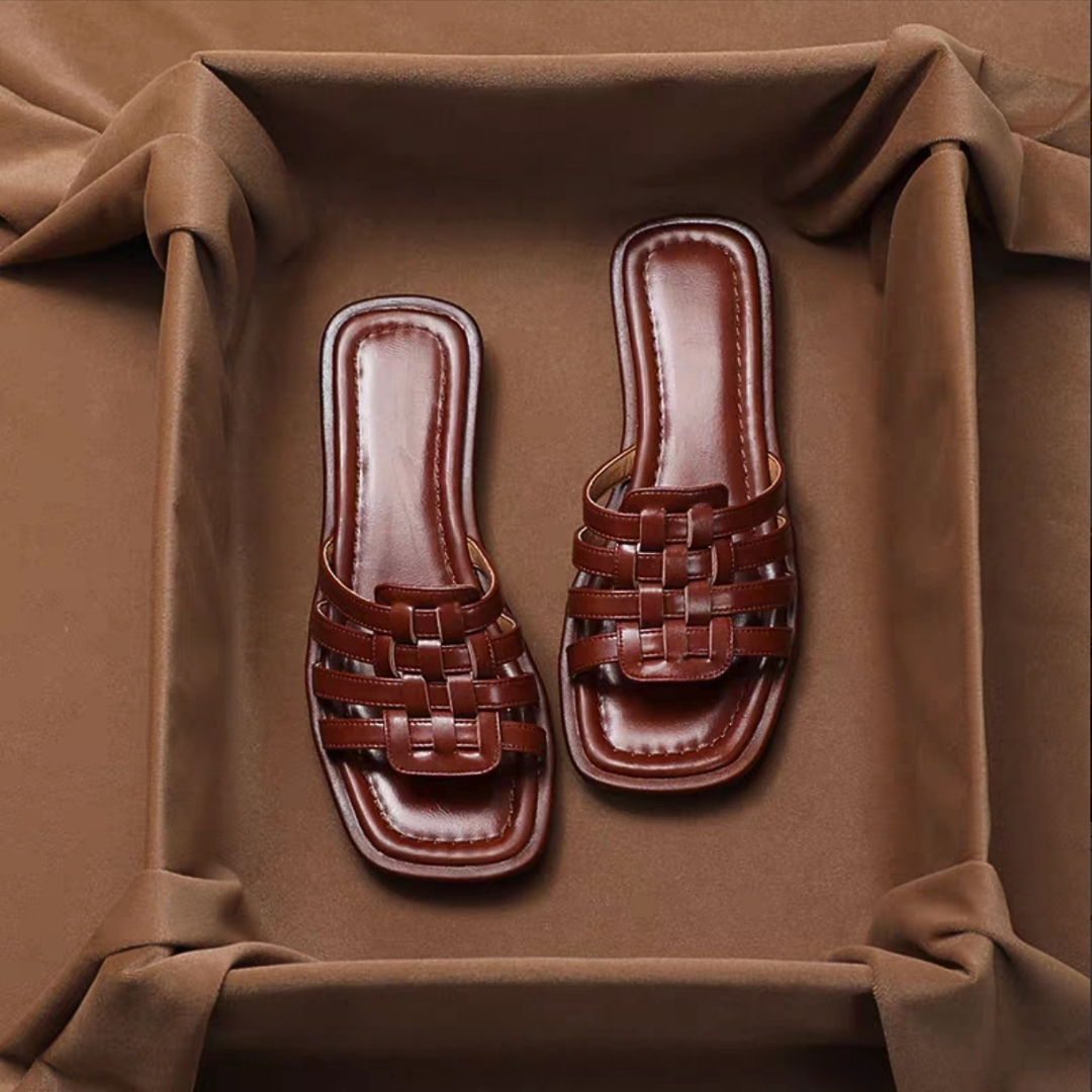 Violetta Leather Slides - Solmara
