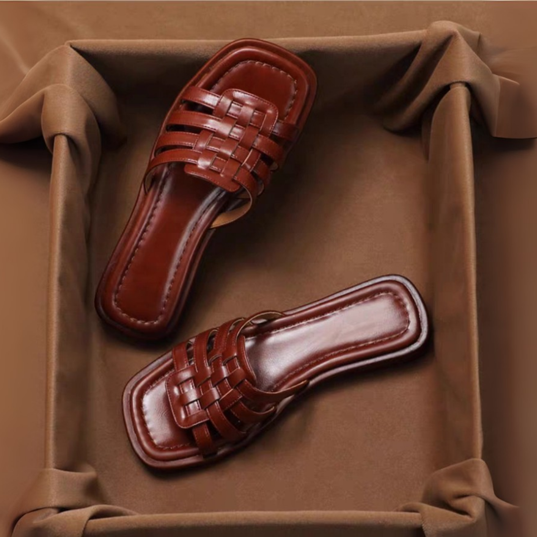 Violetta Leather Slides - Solmara