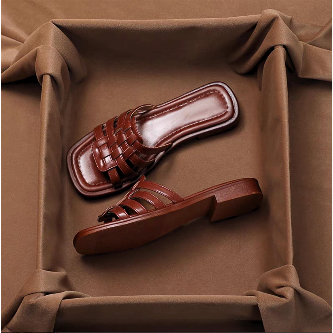 Violetta Leather Slides - Solmara