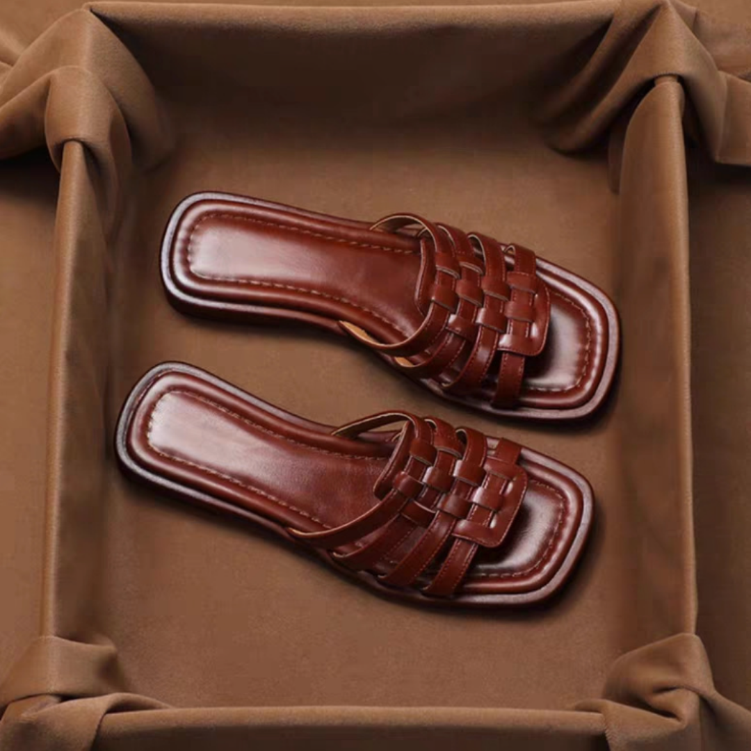 Violetta Leather Slides - Solmara